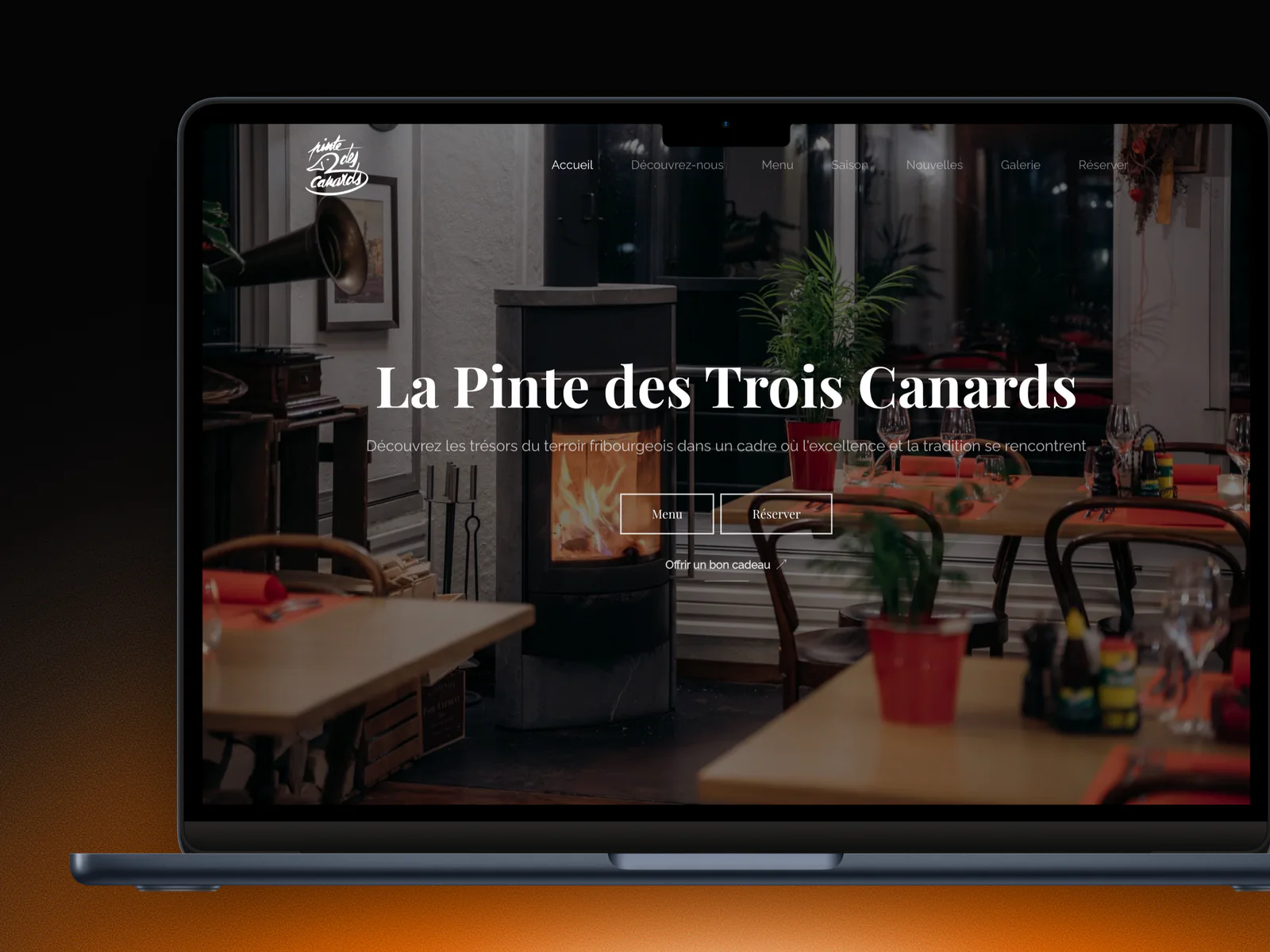 Aperçu du site web réalisé pour La Pinte des Trois Canards