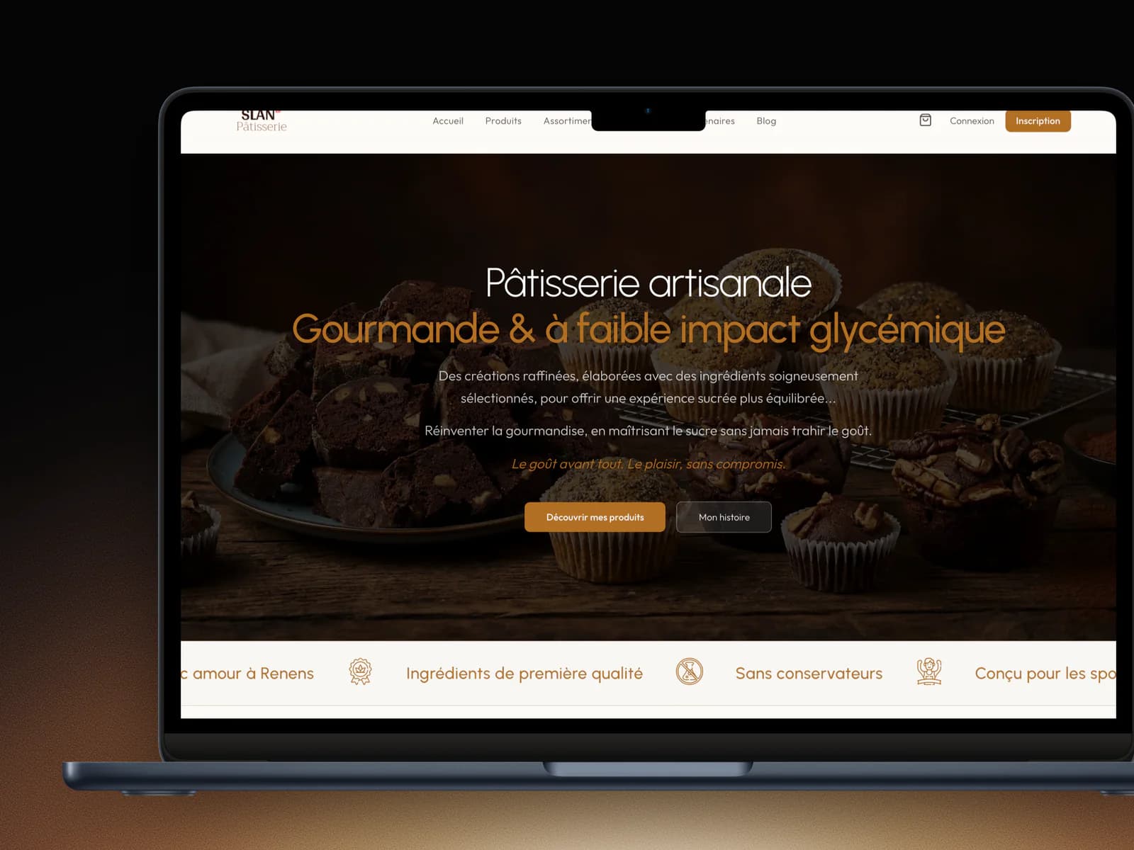 Aperçu du site web réalisé pour Slán Pâtisserie
